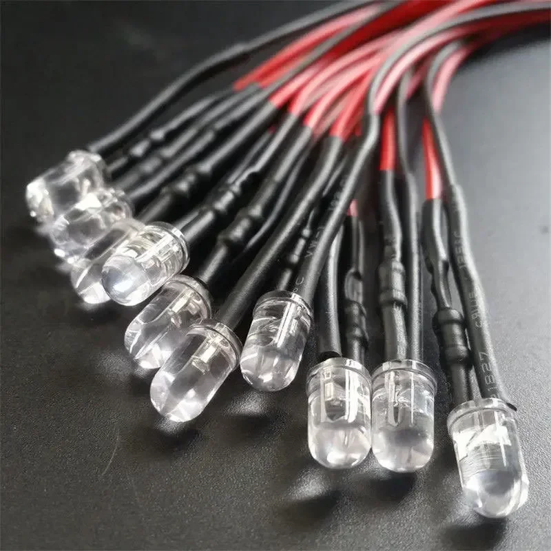 10個入り 3/5mm 3V-12V RCモデルトラック用LEDライトビーズ ナイトヘッドライト 1/10 RCクローラー Trxs TRX4 G63 AXIAL SCX10 D90 D110対応