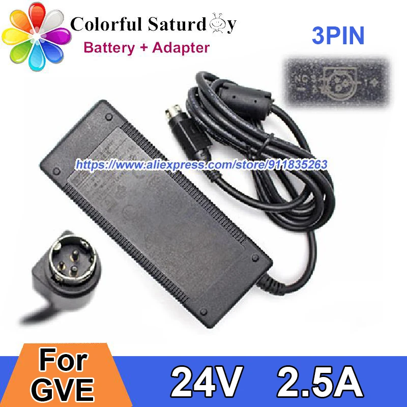 

Original GM60-240200-F GM601-240250 24V 2.5A 60W Power Adapter For GVE Laptop Charger Power Supply 3PIN