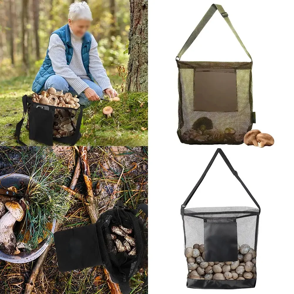 1pc Outdoor Orchard Mushroom Picking Bag Foldable Large Capacity Mesh Bag Household Garden Lightweight Picking Tools