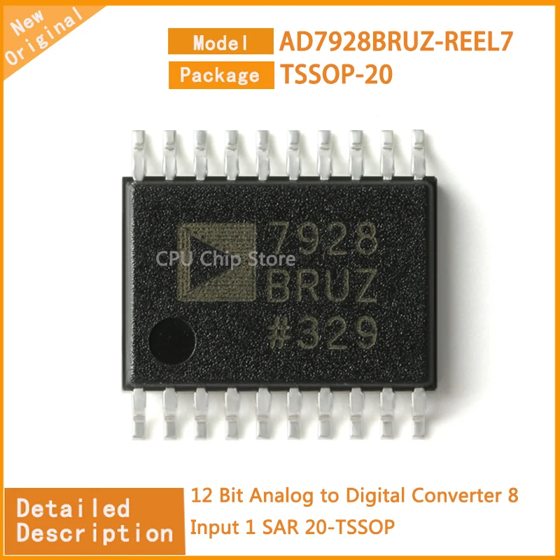 5Pcs/Lot   New Original  AD7928BRUZ-REEL7 AD7928  12 Bit Analog to Digital Converter 8 Input 1 SAR 20-TSSOP