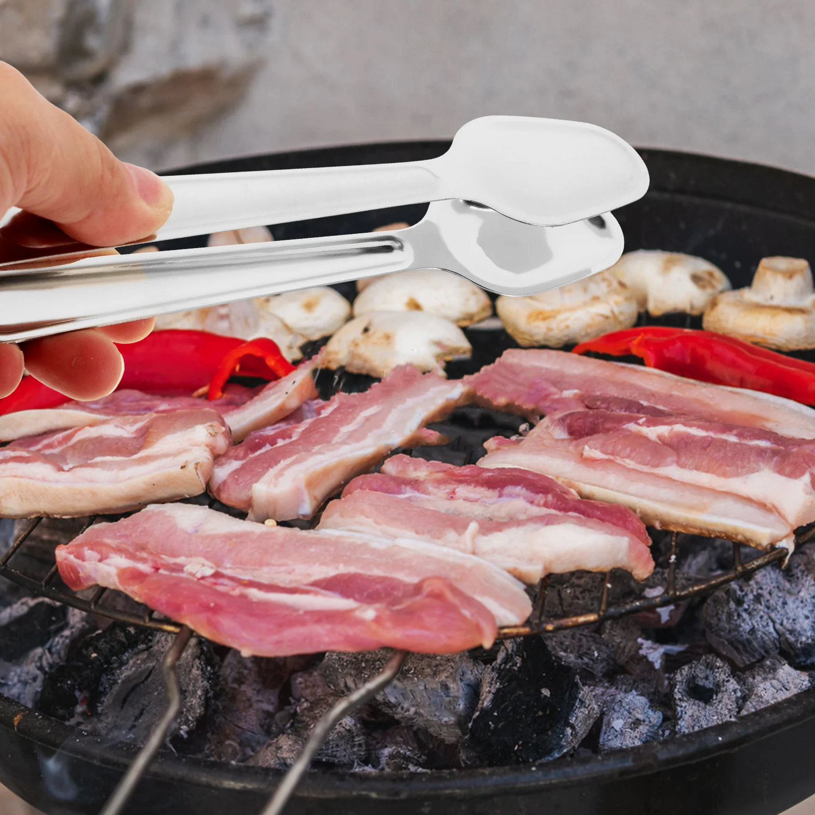 

Stainless Steel Multifunctional Tongs for Bbq Grill Cooking Serving Salad Bread Nonmagnetic Easy to Clean