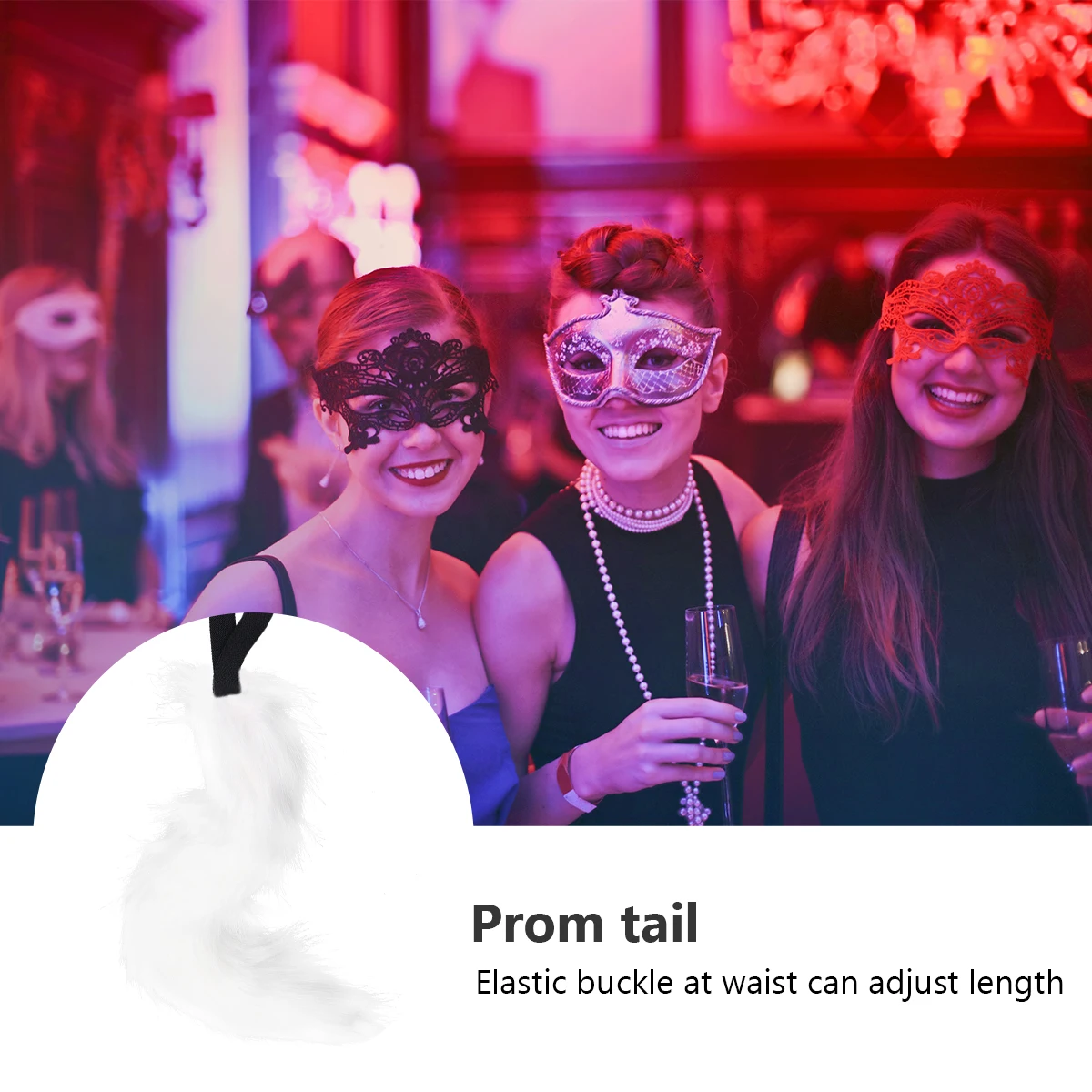 

Регулируемый белый искусственный хвост для костюма на Хэллоуин, украшение для косплея, яркий реалистичный гибкий хвост на талии