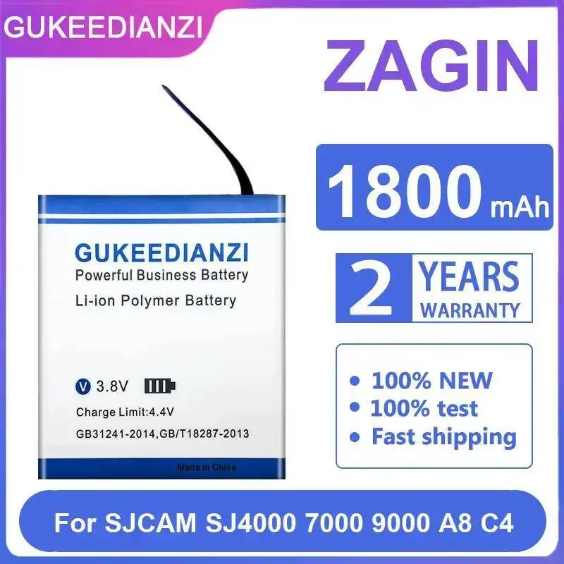 

Long-Lasting Zagin 1800Mah For Sjcam SJ4000 7000 9000 A8 C4 Camera Battery