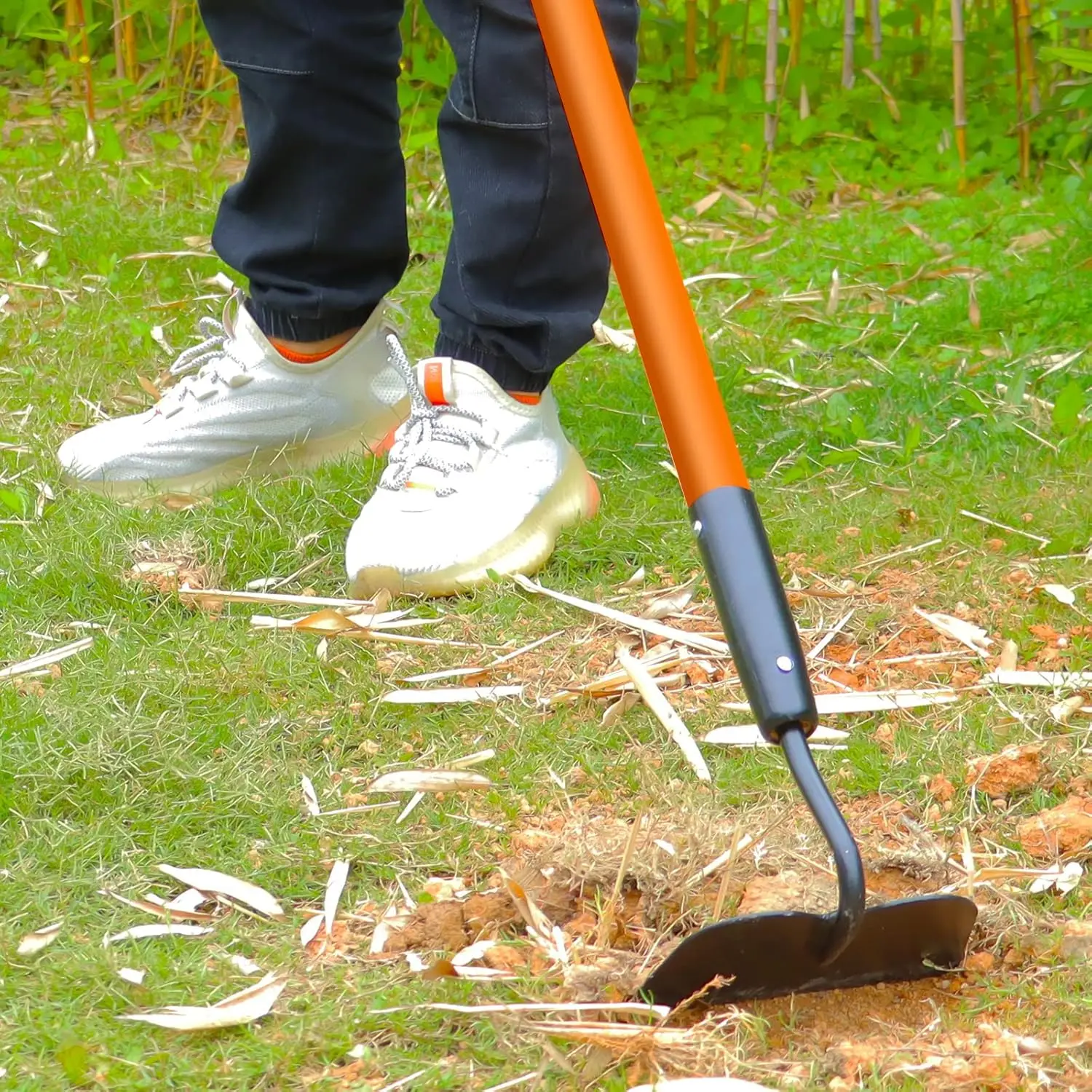 ガーデンホー、頑丈なガーデンツール、長いグラスファイバーハンドル付き除草用ガーデンホー、58インチ