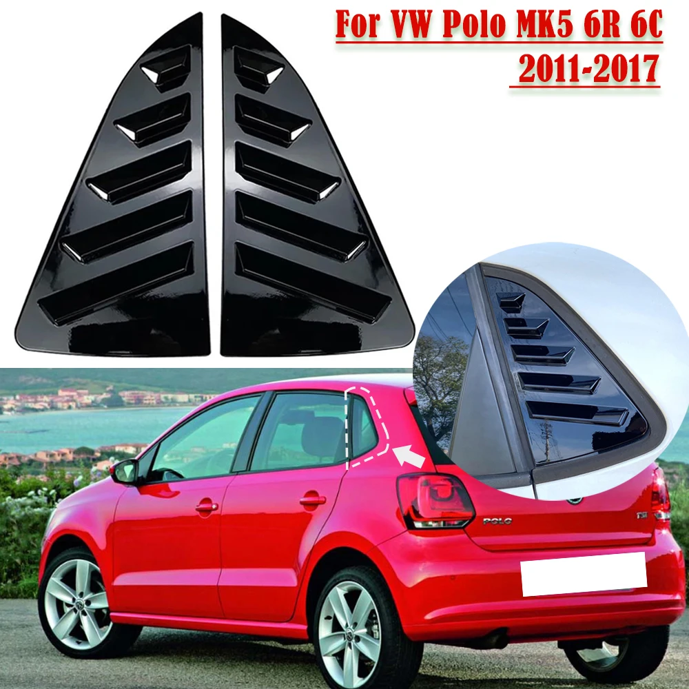 

2x Rear Side Window Louver Cover For Volkswagen Polo 6R 6C 2011 2012 2013-2017 Air Vent Windshield Shutter Decorative Sticker
