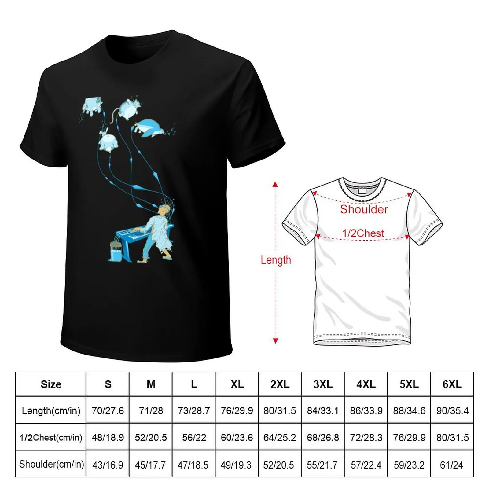 Mad Animal Pianist - Remastered Digital Illustration T-Shirt Basic Breathable Solid Color T-Shirt