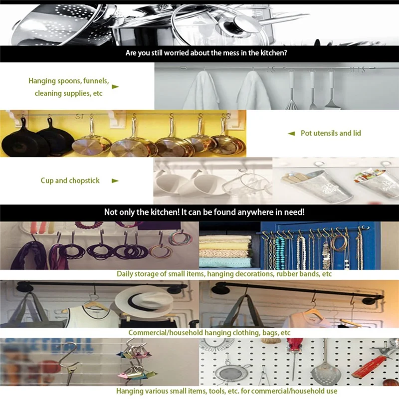 

KB-S Shape Hook Stainless Steel Clothes Bag Towel Hanger Multifunctional Kitchen Bedroom Railing S Shape Hanger Hook