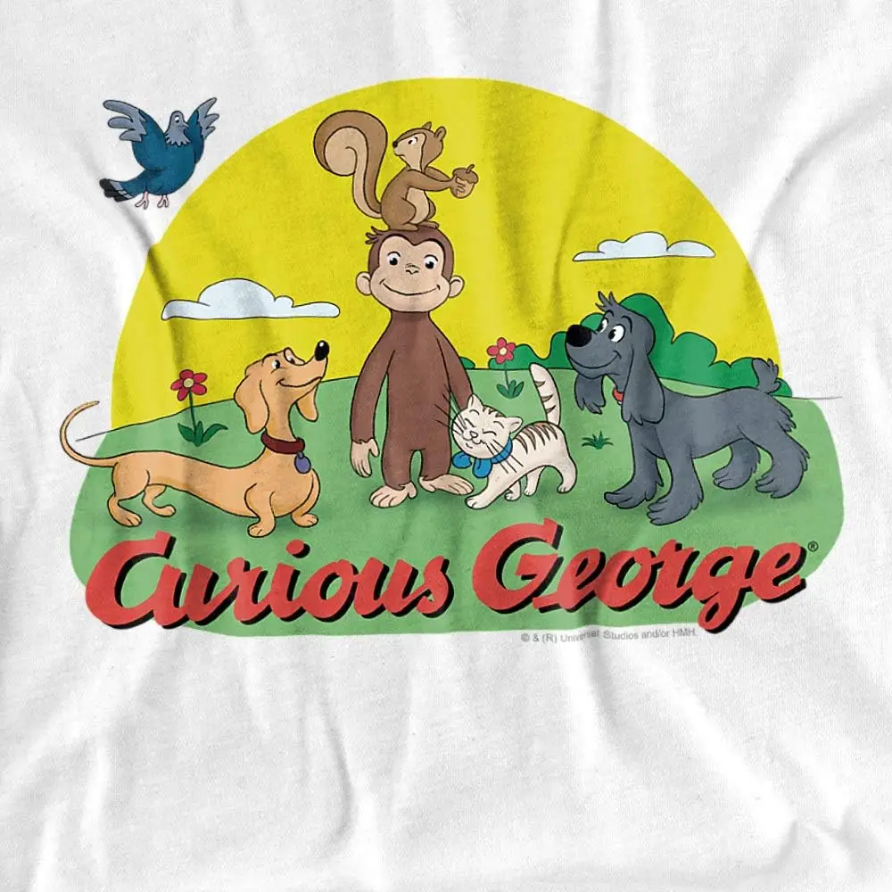 Curious George Sunny Friends Unisex Adult T Shirt