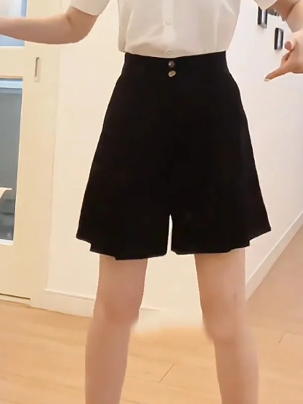 

Женские брюки-юбка больших размеров с высокой талией, скрывающие недостатки фигуры, с широкими штанинами, плиссированные, летние, повседневные