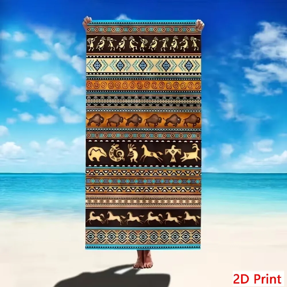 Sandless Microfiber Beach Towel Oversized Tribal Aztec Print Quick Dry Bath Towel Large Swim Blanket Super Absorbent XL Pool Mat