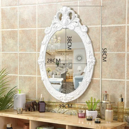 

Korean Style Vintage Wall Mirror Vanity Bathroom Oval Macrame Antique Mirror Portable Hanging Dorm Room Espejos Household Goods