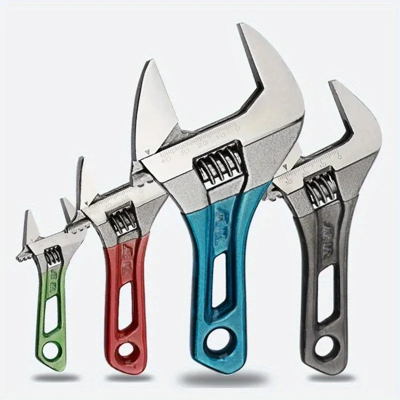 Mini Adjustable Wrench Large Opening Short Handle Spanner With Scale Rubber Wrapped Plumbing Pipeline Bathroom Torque Wrench
