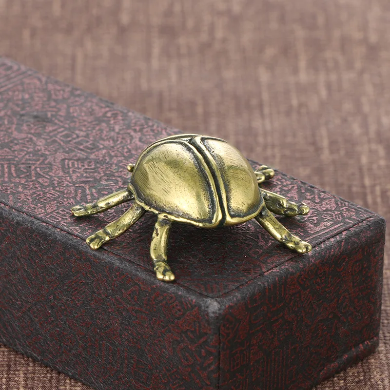 1 PC Antique Bronze Craft Antiqued Retro Brass Insect Beetle Ladybug Miniatures Solid Copper Tea Pet Gift Ornament Home Decor