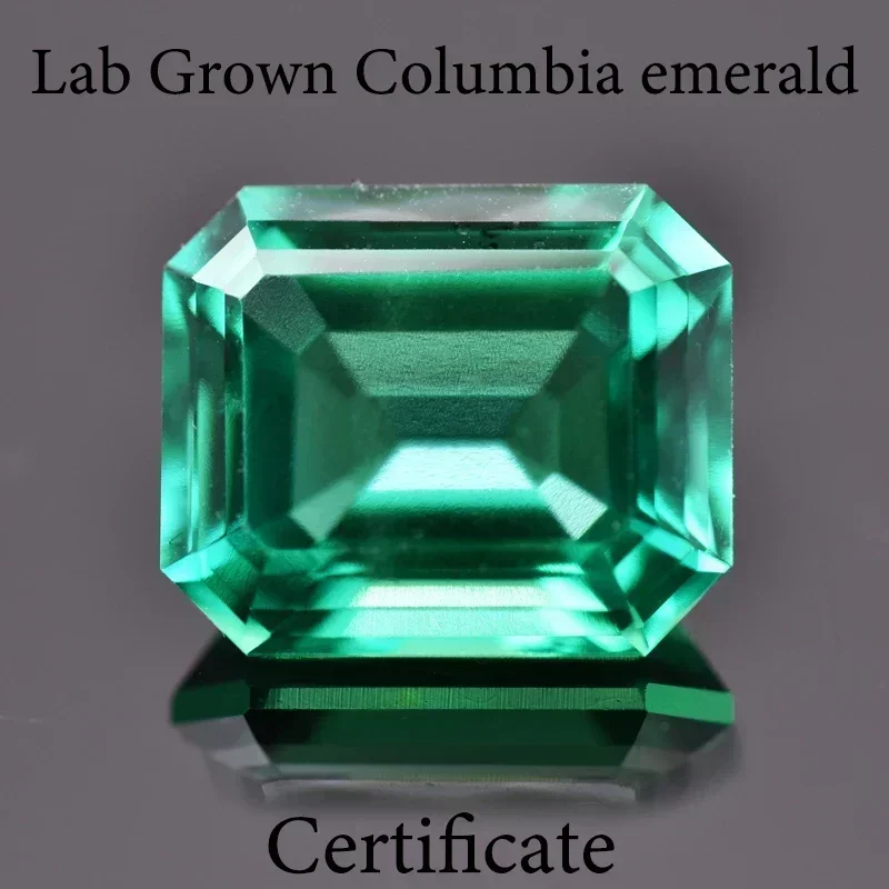 

Lab Grown Columbia Emeralds Hydrothermal Hand Cutting Emerald Cut with Cracks Inclusions Inside Selectable AGL Certificate