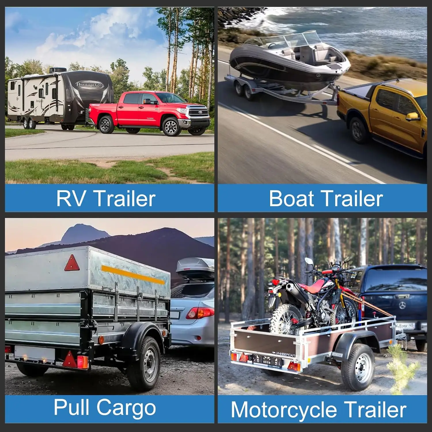 Trailer Towing, Aluminum, Chrome, 12,500 LBS GTW, Adjustable 6 Inch Drop Hitch with Dual Ball Mount view 6