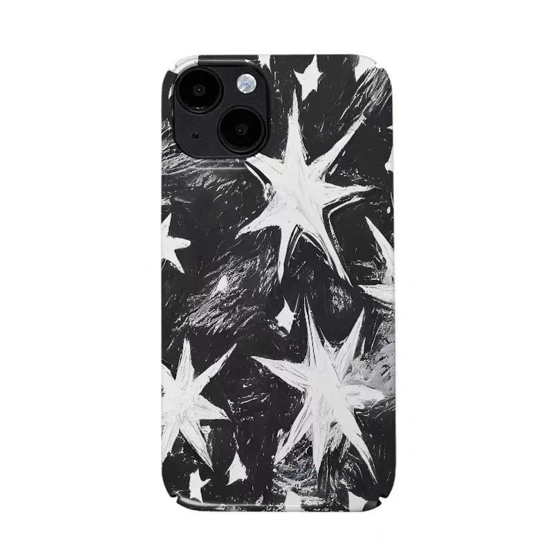 

Black and White Art Spray Painting Stars Phone Case for IPHONE 17 Air 16E 15 PROMAX 13 12 MINI 11 16Plus XR Acrylic Phone Cover