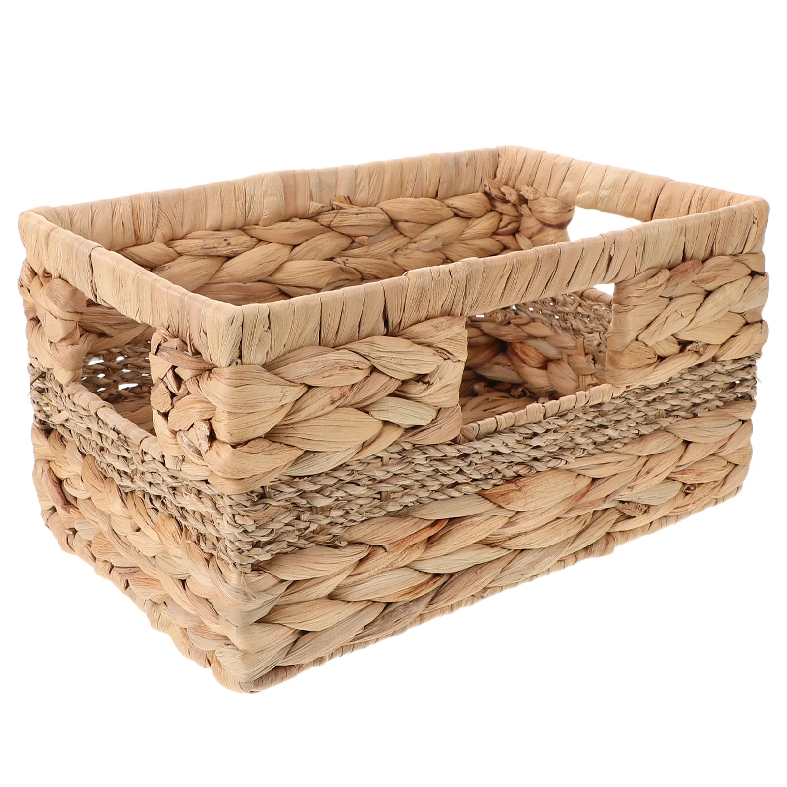 

Portable Hand-Woven Straw Storage Basket with Handle Rustic Wood Fruit Vegetable Holder Multipurpose Snack Bread Picnic Basket