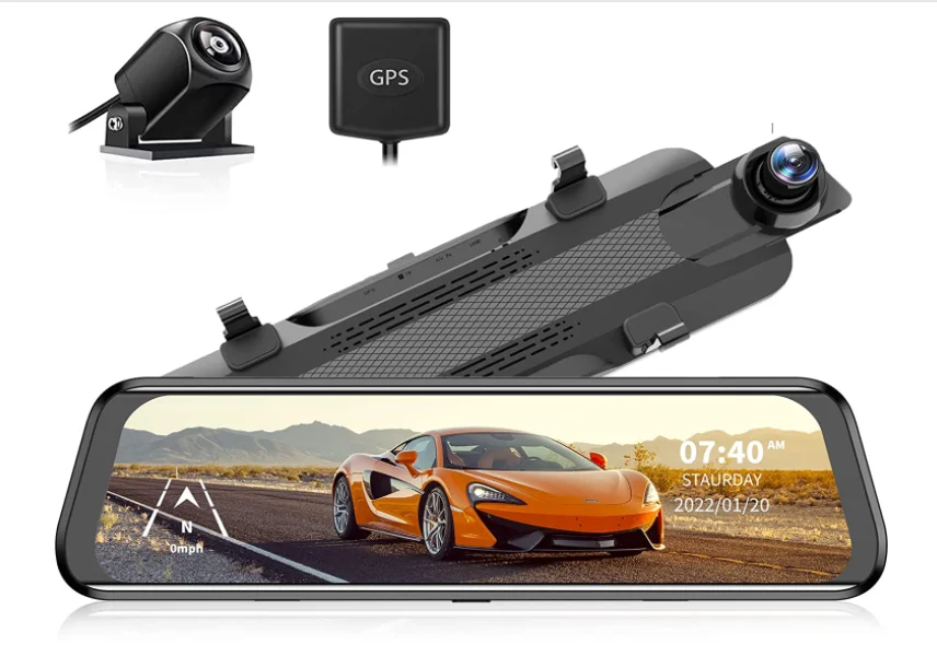 10''HD Cam Dash Cam Full HD Rearview Mirror Front and Rear View Car s With Night Vision Cam