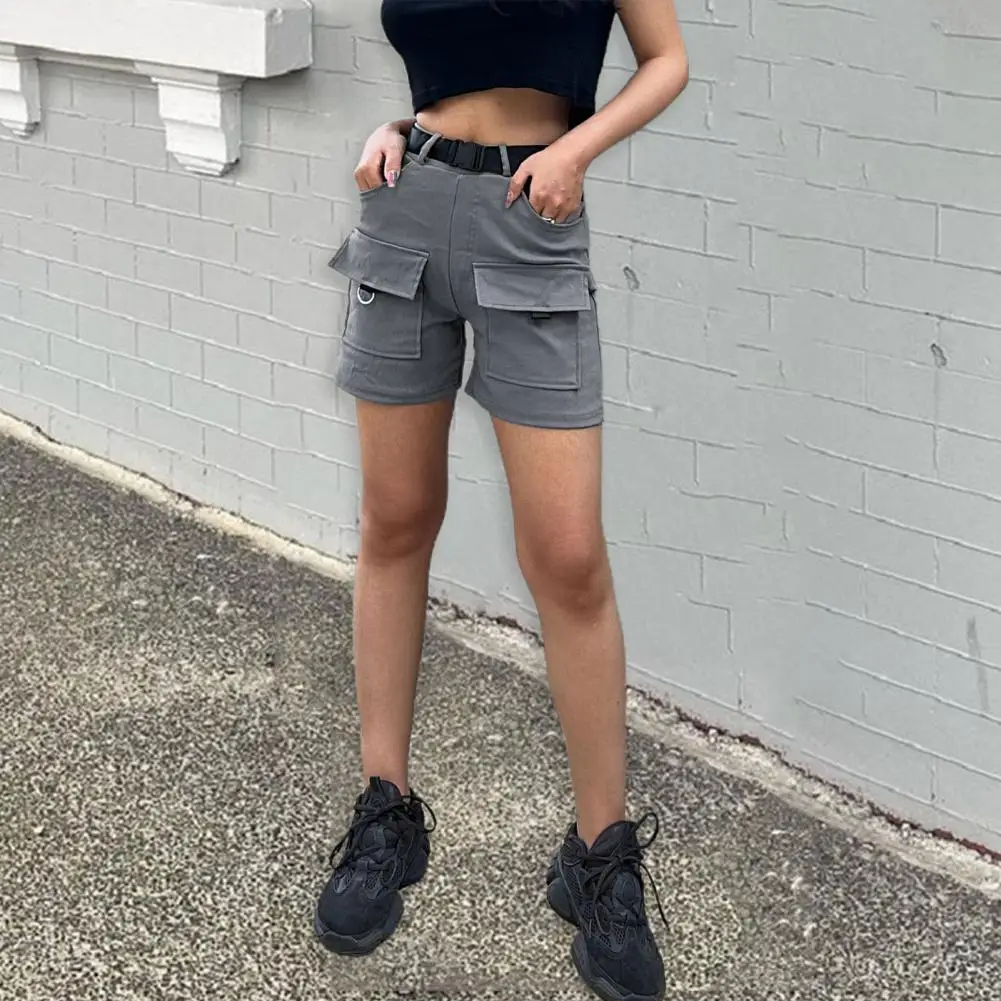 

Summer Shorts Women High Waist Shorts High Waist Women's Cargo Shorts with Belt Slim Fit Pure Color Style Multi Pocket for Daily