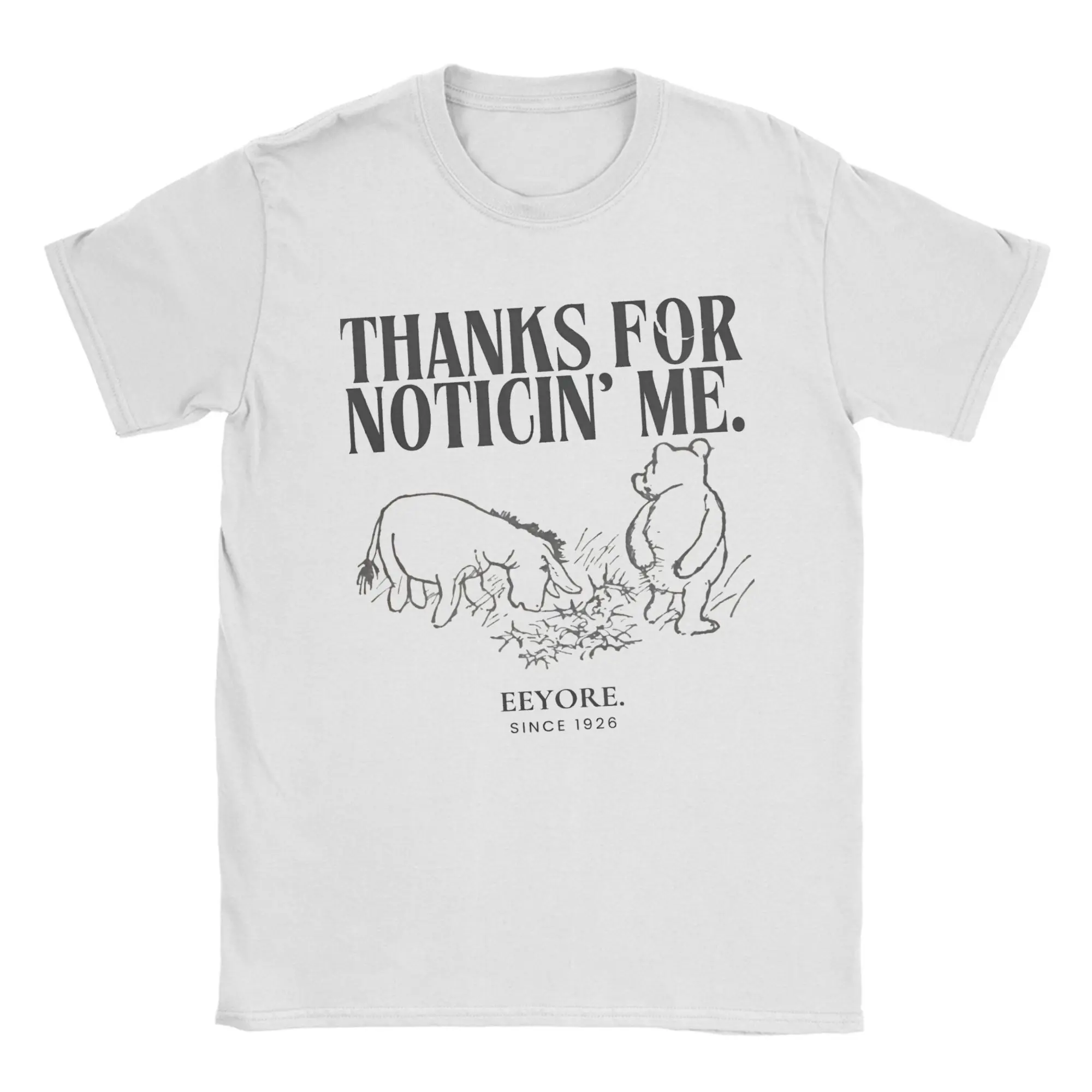 

Новинка, футболка с героями мультфильмов Винни-Пух, мужские хлопковые футболки с круглым вырезом, футболки с короткими рукавами «Спасибо, Нотикинь меня», одежда с графикой