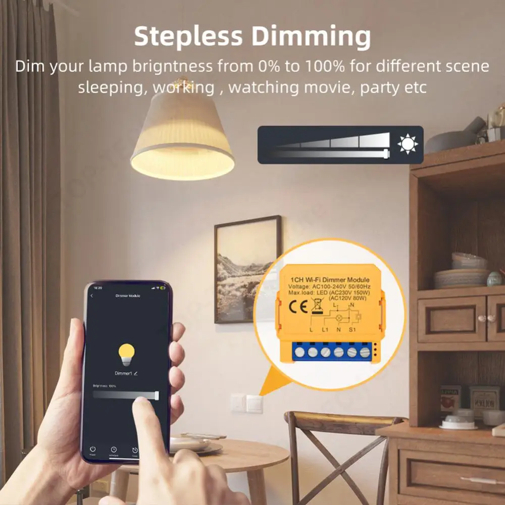

Модуль умного диммера Wi-Fi ZigBee, приложение, дистанционное управление, 1/2-бандовый диммер, модуль переключателя света, светодиодные фонари, переключатель с регулируемой яркостью