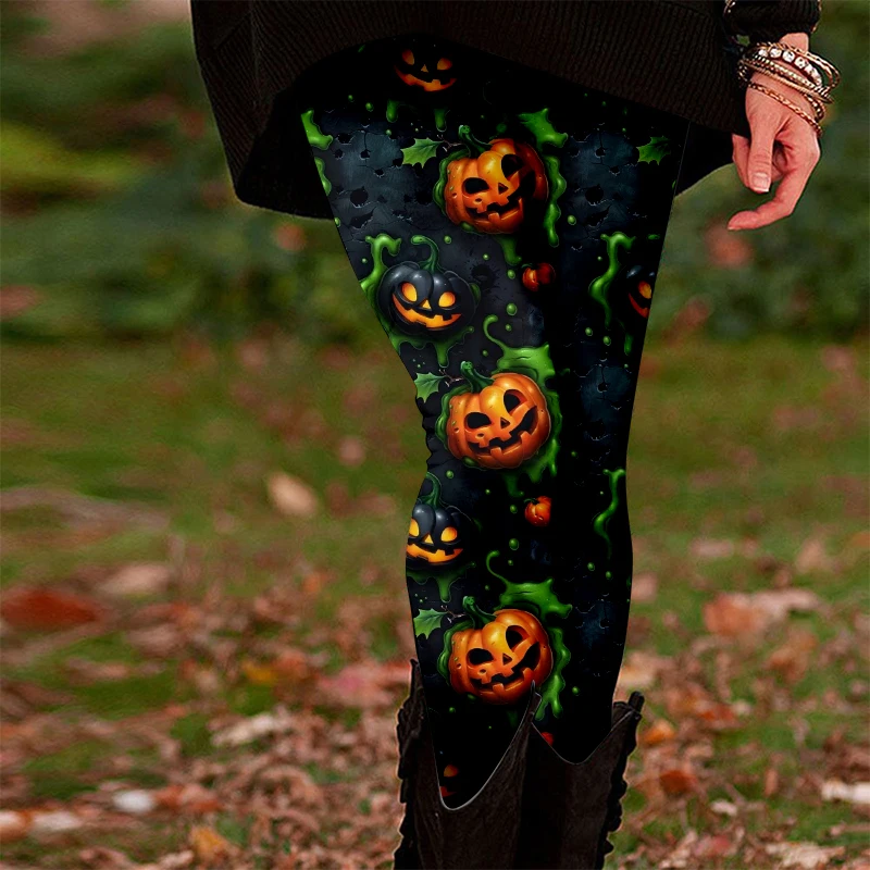 هالوين تحت عنوان المرأة اليوغا السراويل 3D اليقطين المطبوعة متعة السراويل الضيقة الرياضة في الهواء الطلق مرونة عالية تنفس النساء الملابس