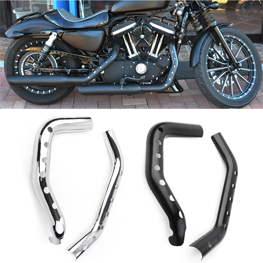 Black Motorbike Exhaust Pipe Heat Shield Muffler Guard Anti-scald Protective Cover Alloy 2pcs For Harley XL 883 1200 2014 2015