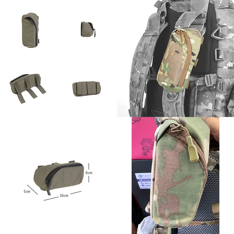 Tactical MOLLE glasses case bag, backpack with horizontal zippered accessory pocket, multi-purpose gear storage bag