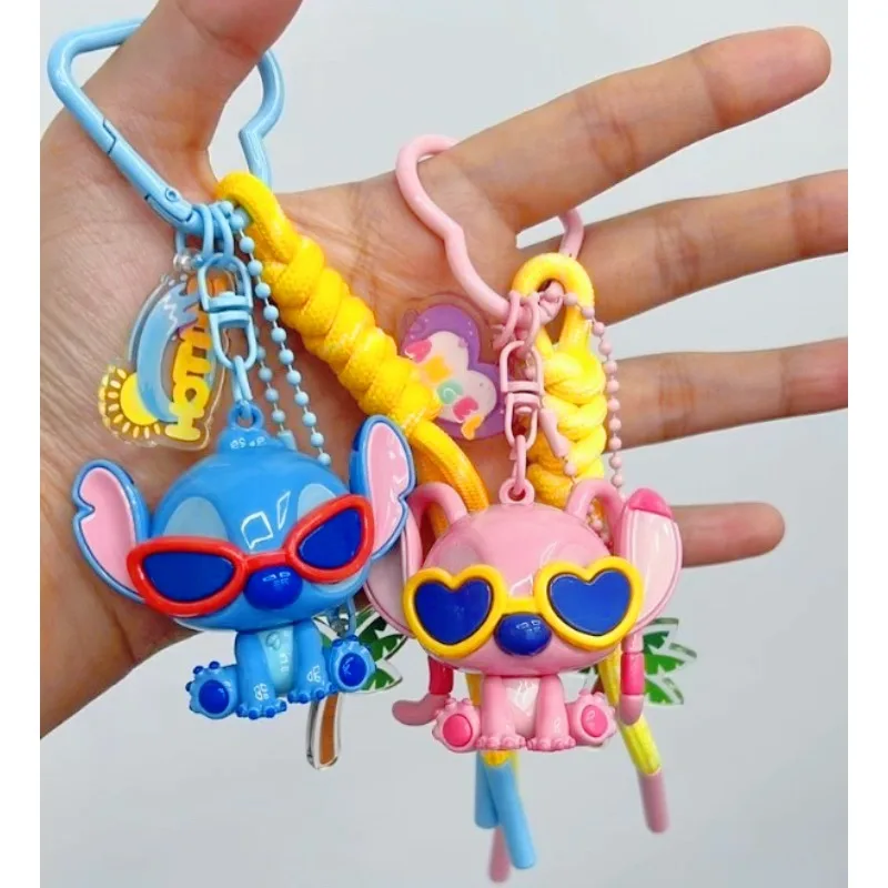 

New Disney Lilo & Stitch Keychains Angel Anime Action Figure Cute Toy Q Figurals Key Bag Decoration Model Children Birthday Gift