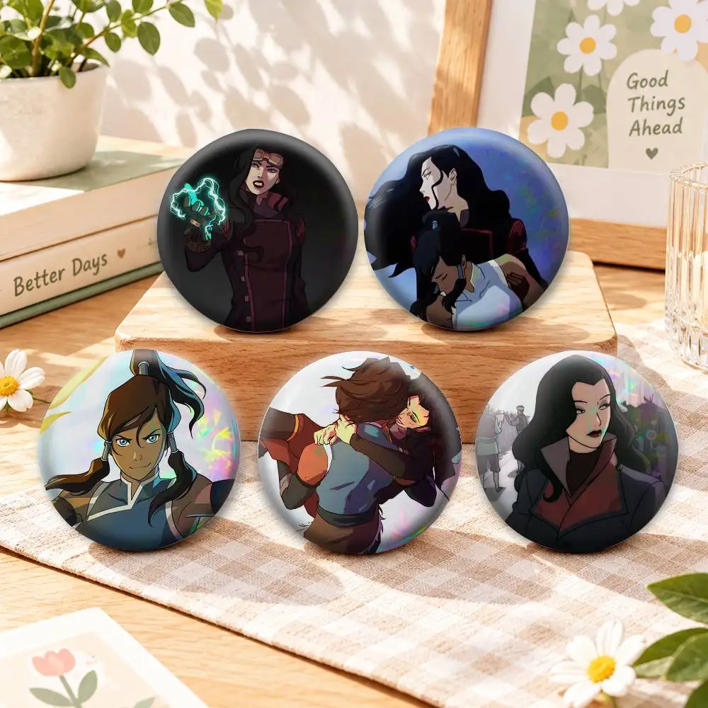 Korra Asami K-Korrasami A-Avatar 2 Badges Creative Tinplate Button PinsBrooch Badge Clothes Backpack