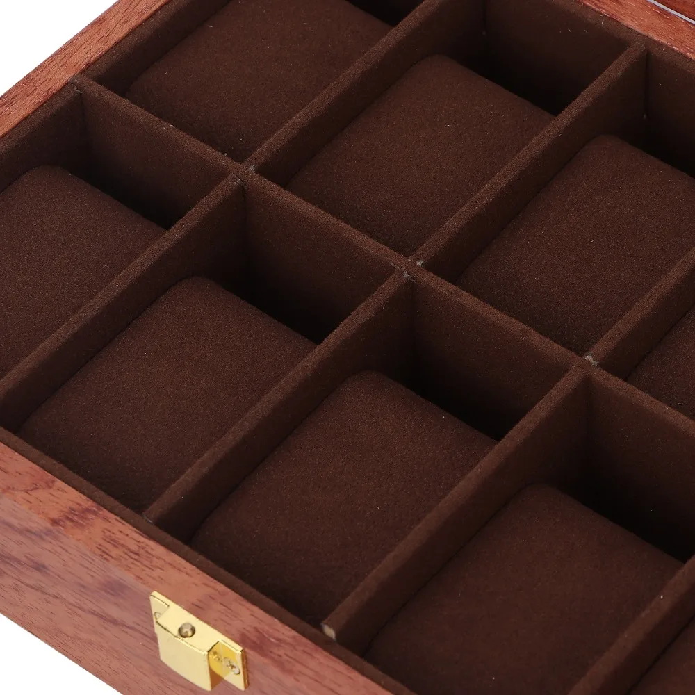 Large Composite Wood Watch Display Box Coffee colored watch pillow 26.5 x 20 x 8cm Watch Organizer Watch Storage Case For Men