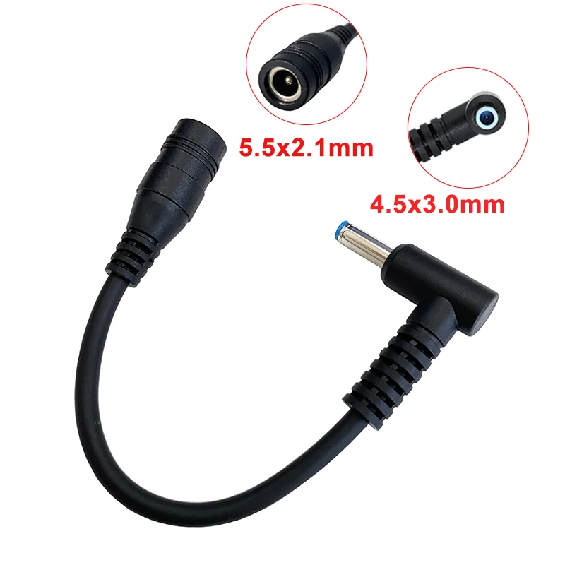 

1Pc 5.5*2.1mm To 4.5*3.0mm DC Power Charger Converter Adapter Right Angle Connector Great Replacement Cable For HP Blue Tips