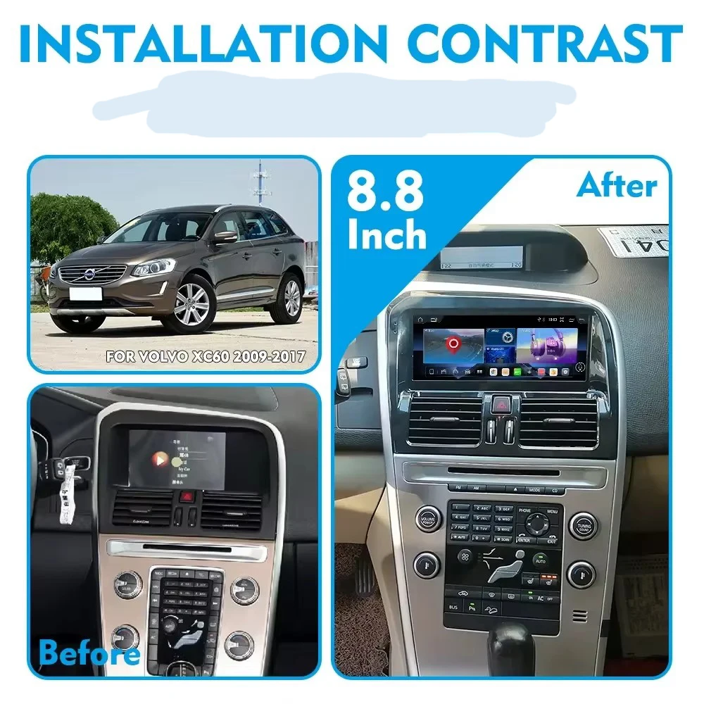 Android 13 Car Stereo Multimedia for Volvo XC60 2009-2017 Car Audio GPS Navigation Carplay  8.8