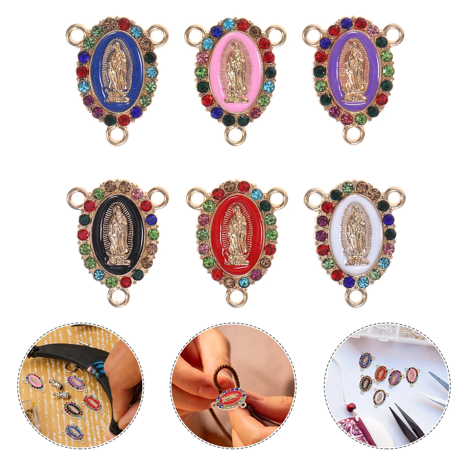 

24pcs Virgin Mary Pendant Necklace Charms Craft Alloy Accessories DIY Jewelry Making Easter Bracelet Decorations