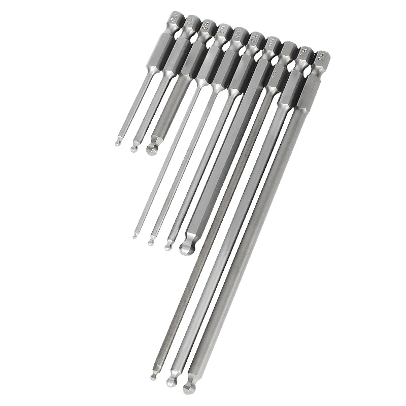 

8pcs Ball End Hex Head Allen Wrench Drill Bit Set 1/4' Shank 65/100150mm Hex Bit Set Magnetic Tip Metric Allen Screwdriver Bits