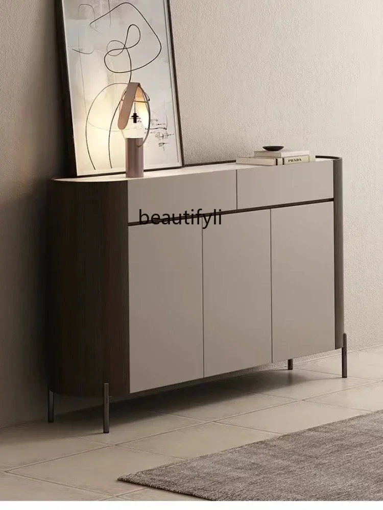 

D178 Deluxe Italian shoe cabinet side cabinet reliable wall integrated rock slab surface circular arc storage cabinet