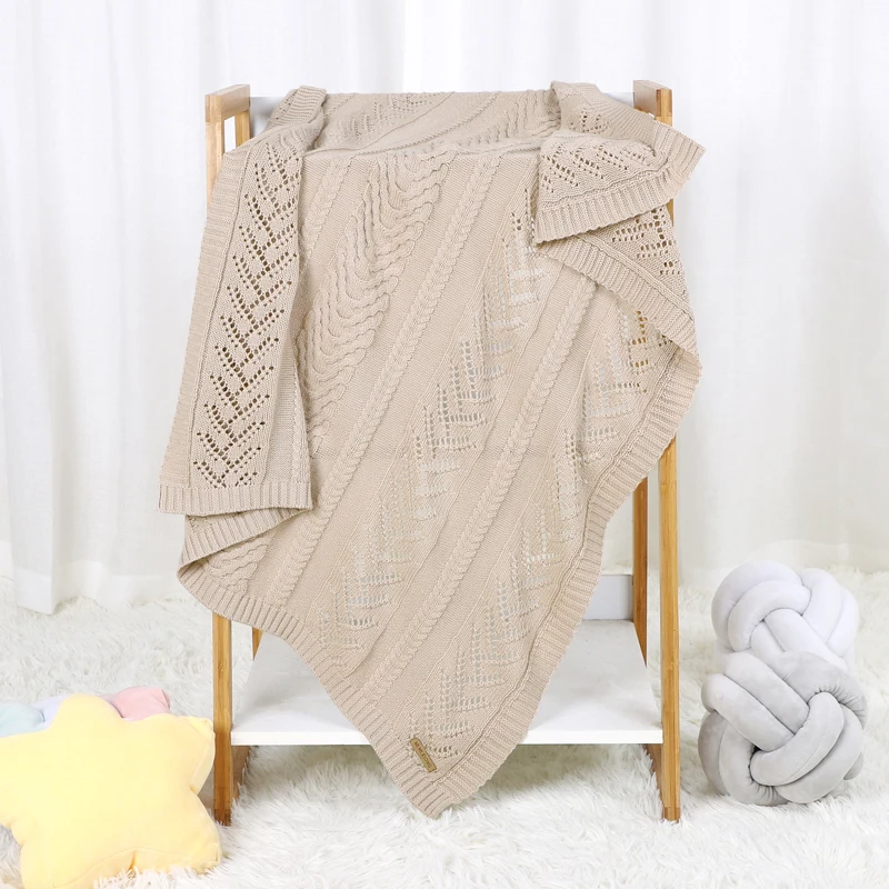 Neugeborene Baby decke Baumwolle gestrickt Säugling Mädchen Junge Bettwäsche Krippe Quilt Mode aushöhlen Kleinkind Kinderwagen Wickel weich 100*80cm