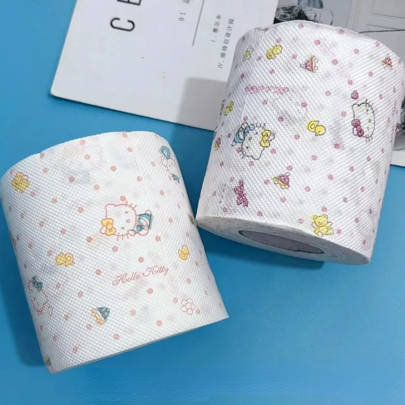 Sanrio cute HelloKitty new sweet girly heart home bathroom dormitory cartoon color printed pattern roll paper daily necessities