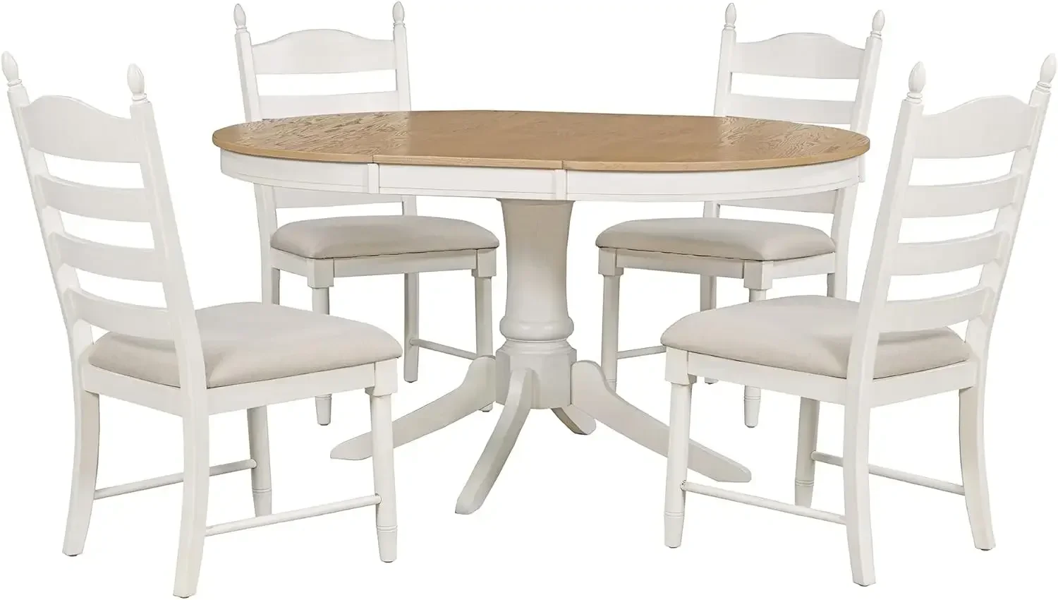 Solid Wood Extendable Round Dining Table Set with Chairs of 4,5 Piece Round Kitchen Dining Room Table Set with Extendable Table