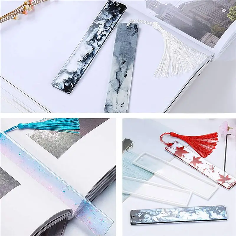 36 Pcs 3.7 Inch Rectangle Silicone Bookmark Mold DIY Bookmark Mould Making Epoxy Resin Jewelry Craft Transparent Mold-B61B