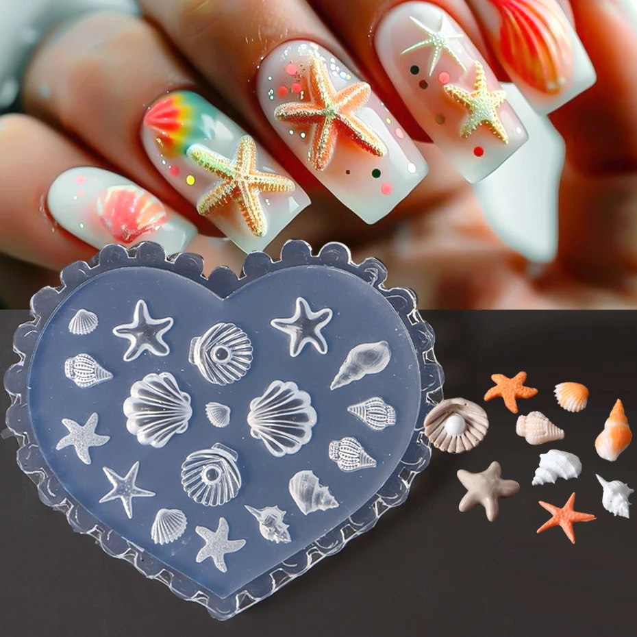 1Pc Maple Leaf 3D Acrylic Nail Mold Autumn Fall Leaves Butterfly Starfish Shell Silicone Stamp Plates Gel Stencils Manicure Tool