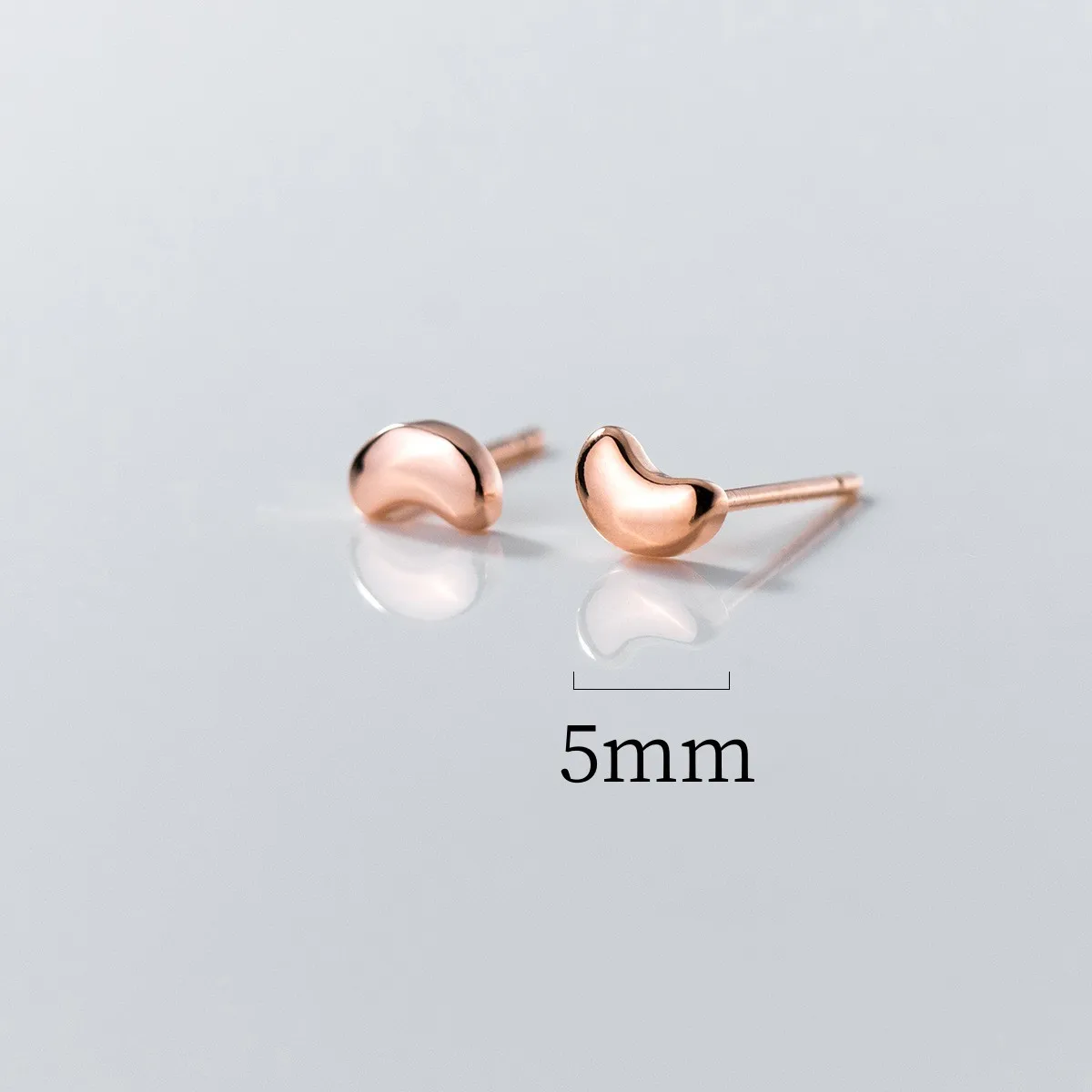 925 Sterling Silver Beans Curved Ear Studs Earrings Simple Style Design and Elegant Ear Jewelry for Women Girl
