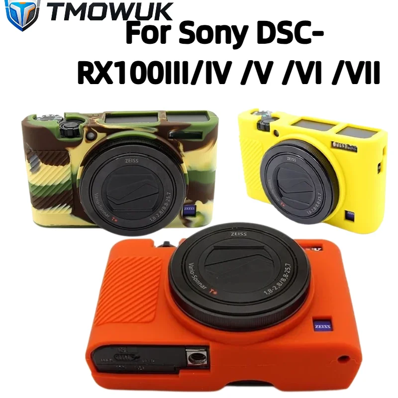 For Sony DSC‑RX100 III IV V VI VII Soft Silicone Camera Case Anti‑Slip Protective Cover With FreeTempered Glass Screen Protector