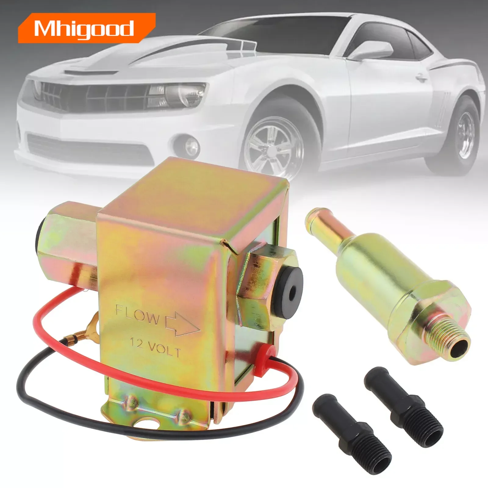 Universal 12V Electronic Inline Fuel Pump 4-7PSI High Pressure 90LPH Gas Petrol Diesel Compatible 40104 40106 40107 P502