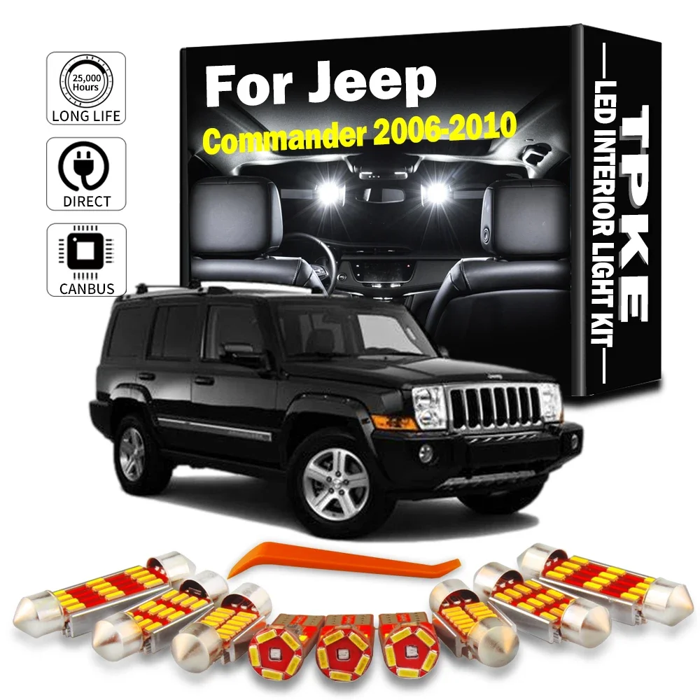 

TPKE, 14 шт., интерьерная карта, купол, фотоэлемент для Jeep Commander 2006, 2007, 2008, 2009, 2010, автомобильные аксессуары, лампы, без ошибок