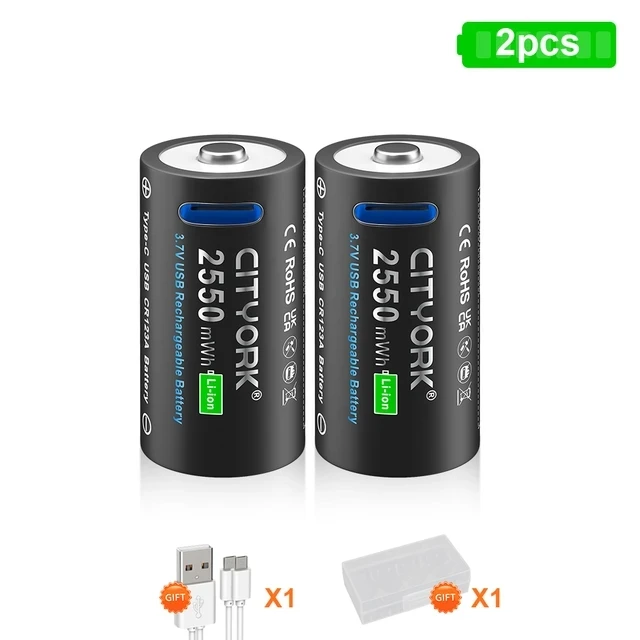 New 3.7V 16340 16350 Rechargeable Battery USB Rechargeable RCR123 CR123 CR123A Btteries For LED Flashlight With USB Cable