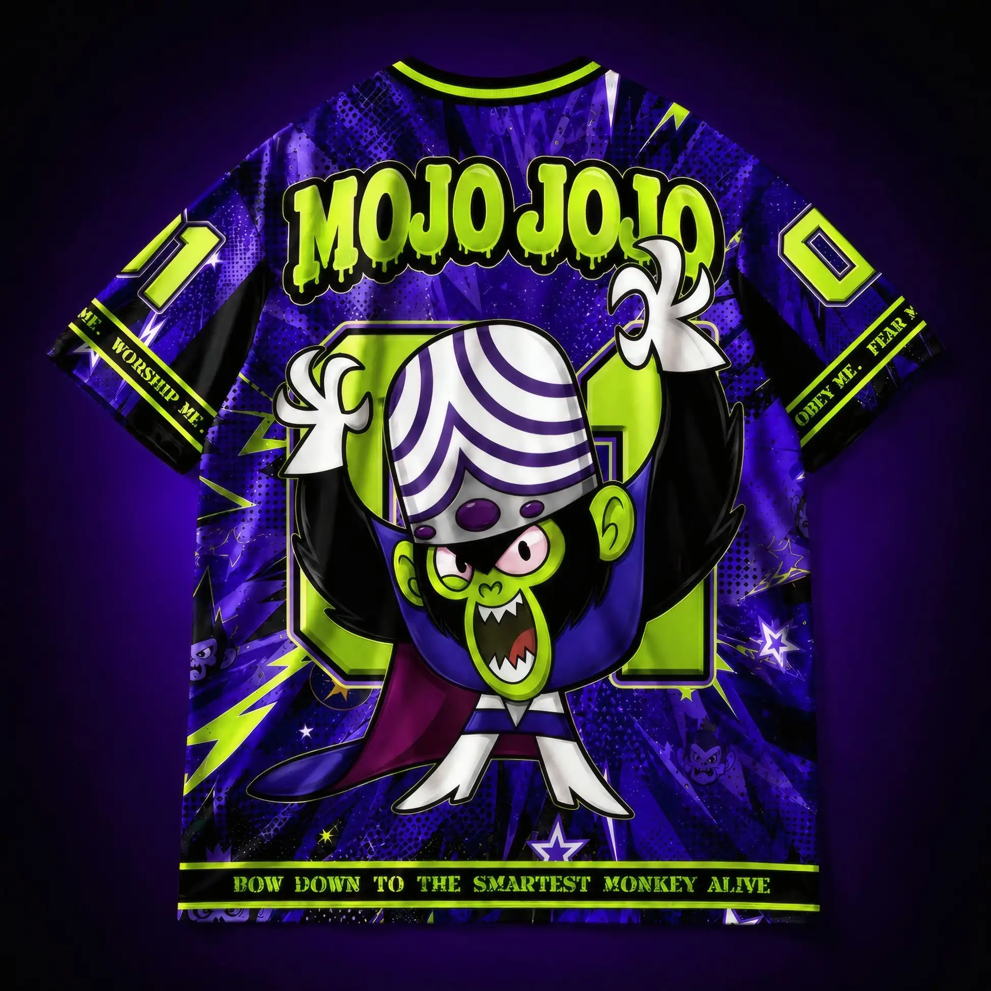 ummer Mojo Jojo Cartoon V-Neck Fußballtrikot, Y2K Anime Fan Uniform Atmungsaktives Sport-T-Shirt für Cosplay Street Goth Outfit Damen – Detail 3