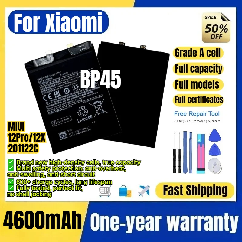 BP45 for Xiaomi MIUI 12Pro/12X/201122C Phone Battery 0 Cycle High Quality  Battery Replacement Bateria Grade A Cell with Tools