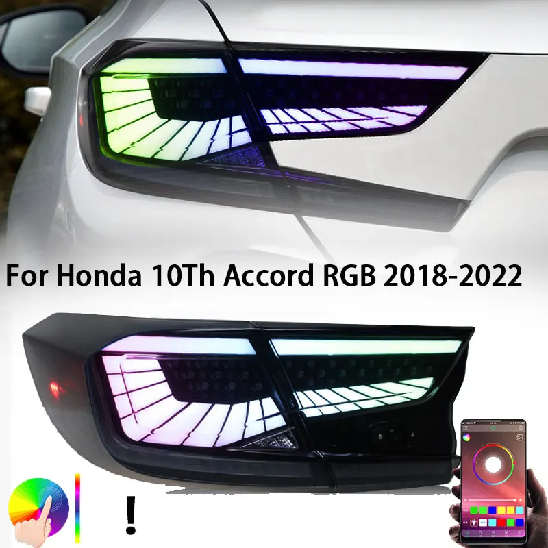 

Задние фонари в сборе для Honda Accord 10 поколения RGB 2018-2022, динамические анимационные дыхательные стоп-сигналы