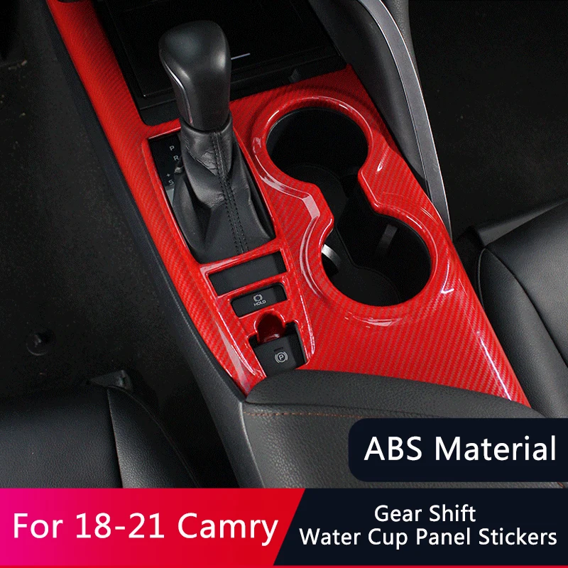 

TAJIAN Car Center Console Gear Shift Water Cup Panel Decorative Sticker 1Pc ABS Trim Protective Cover For Toyota Camry 2018-2021